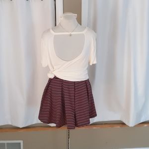 Francesca's pink and black skater skirt